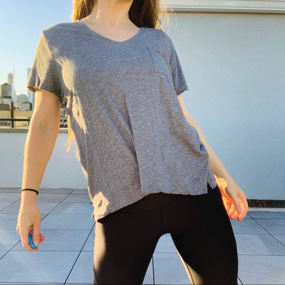 Madewell Gray Basic T-hirt V-Neck Drop Shoulder Top Shirt Oversized Plus - Picture 15 of 16